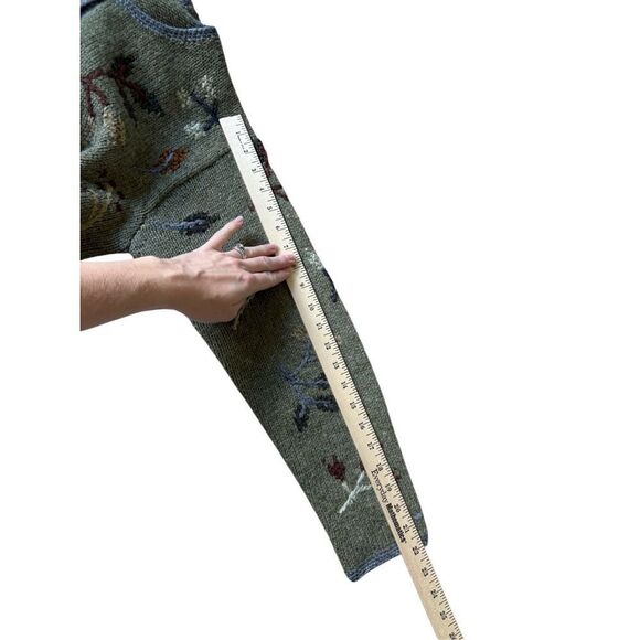 Vintage Nomadic Traders Button Front Cardigan size M Green Embroidered Wool Blen - Picture 6 of 7